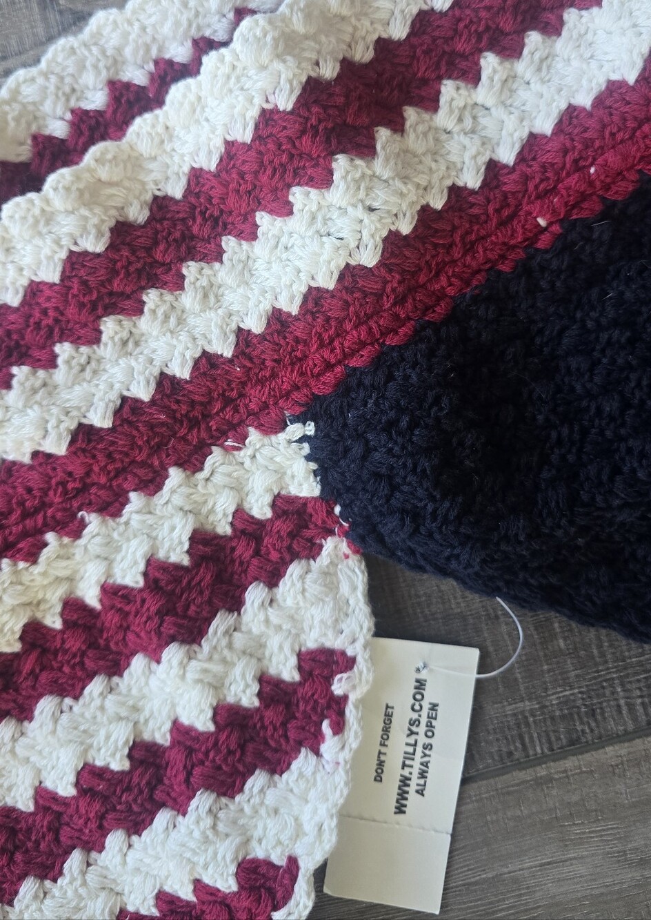 Crochet Bralette - Navy, Cream & Burgundy Stripes - Picture 2 of 3